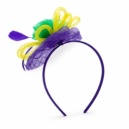 Mardi Gras Light - Up Feather Fascinator Headband - Mardi Gras Apparel - Accessories, apparel discount tier, Headbands - Headband