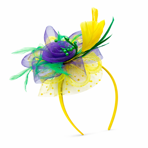 Mardi Gras Light - Up Feather Fascinator Headband - Mardi Gras Apparel - Accessories, apparel discount tier, Headbands - Headband