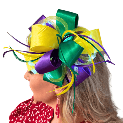 Mardi Gras Light - Up Feather & Ribbon Headband - Mardi Gras Apparel - Accessories, Headbands, Mardi Gras - Headband