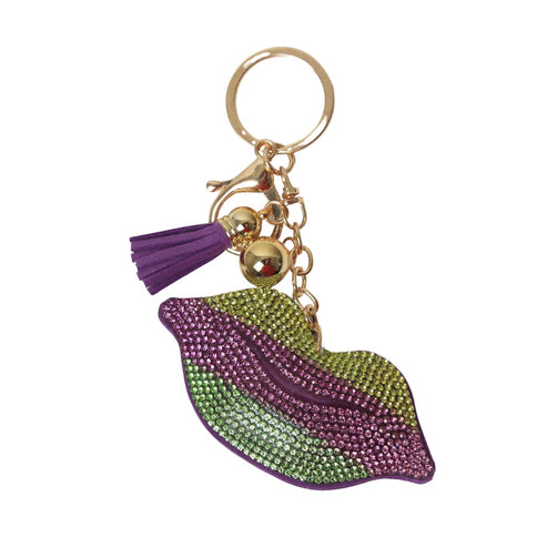 Mardi Gras Lips Rhinestone Keychain - Mardi Gras Apparel - Accessories, Keychain, Mardi Gras - Keychain