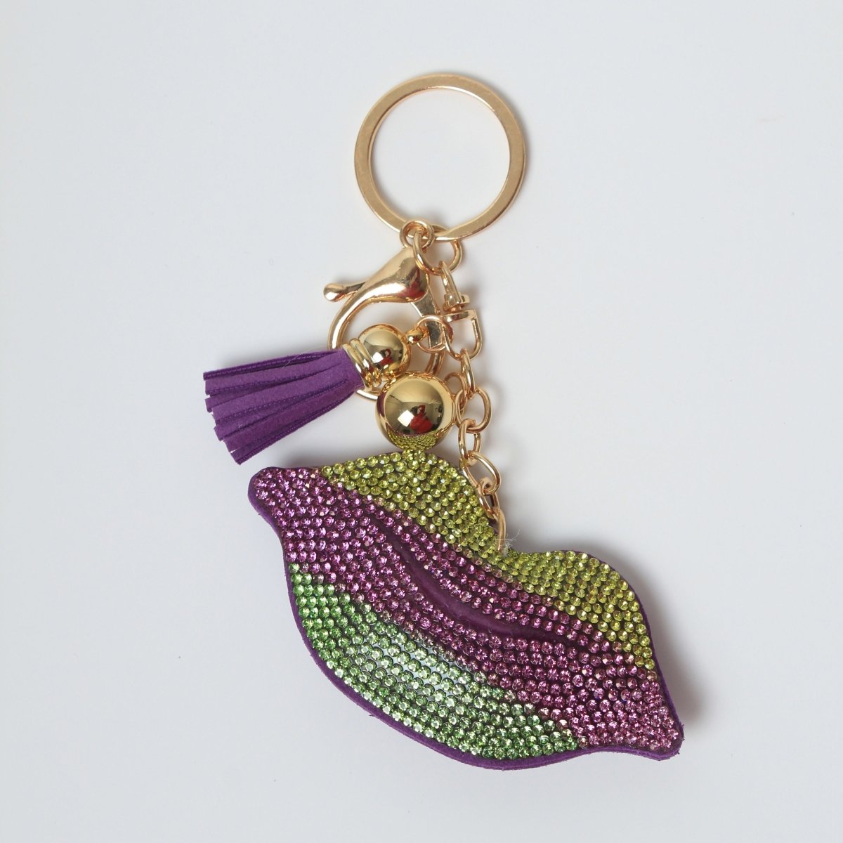 Mardi Gras Lips Rhinestone Keychain - Mardi Gras Apparel - Accessories, Keychain, Mardi Gras - Keychain