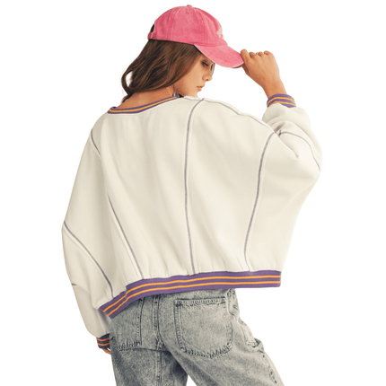 Mardi Gras Loose Fit Sweatshirt Top - Mardi Gras Apparel - Adult, Bibi, Bibi Top Chart - Sweaters