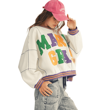 Mardi Gras Loose Fit Sweatshirt Top - Mardi Gras Apparel - Adult, Bibi, Bibi Top Chart - Sweaters