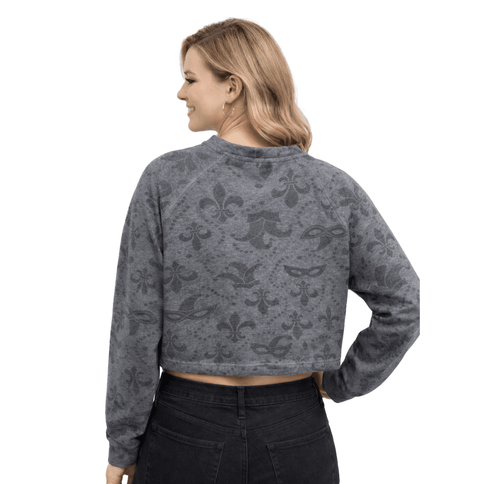 Mardi Gras Mask Crop Top Sweatshirt - Mardi Gras Apparel - Adult, Ladies, Long Sleeve - Crop Top