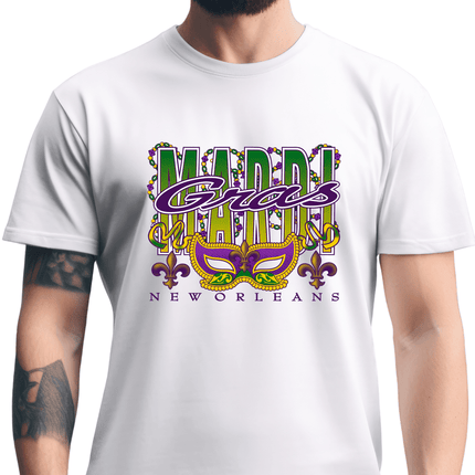Mardi Gras Mask New Orleans Graphic Tee Unisex - Mardi Gras Apparel - apparel discount tier, new orleans tshirt, Short Sleeve - Tee-Shirt
