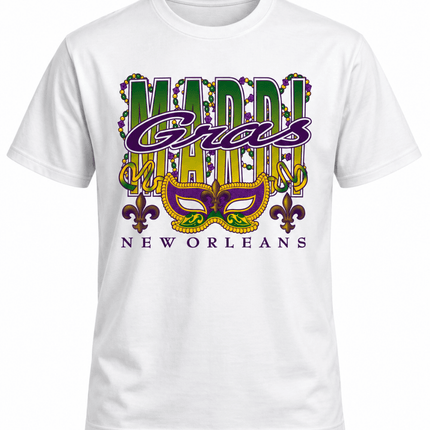 Mardi Gras Mask New Orleans Graphic Tee Unisex - Mardi Gras Apparel - apparel discount tier, new orleans tshirt, Short Sleeve - Tee-Shirt