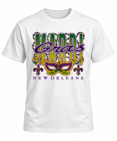 Mardi Gras Mask New Orleans Graphic Tee Unisex - Mardi Gras Apparel - apparel discount tier, new orleans tshirt, Short Sleeve - Tee-Shirt