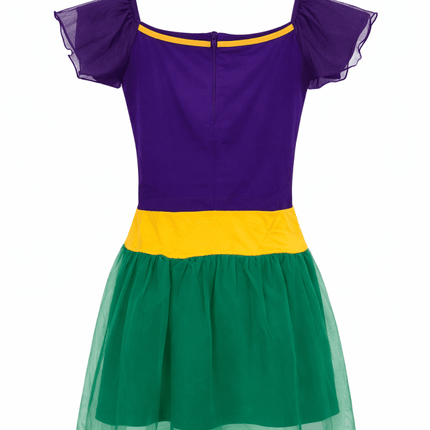 Mardi Gras Masquerade Dress Purple Green Gold Carnival Costume Dress Girls - Mardi Gras Apparel - Adult, girls, Green - Dress