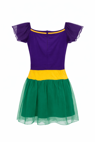 Mardi Gras Masquerade Dress Purple Green Gold Carnival Costume Dress Girls - Mardi Gras Apparel - Adult, girls, Green - Dress
