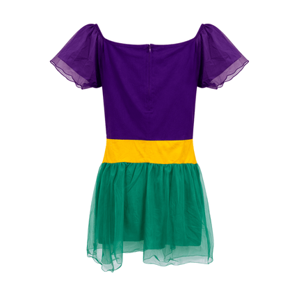Mardi Gras Masquerade Dress Purple Green Gold Carnival Dress Adult LG Mardi Gras Masquerade Dress Purple Green Gold Carnival Dress Adult LG