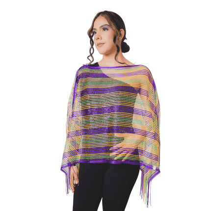 Mardi Gras Metallic Fringe Shawl - Mardi Gras Apparel - Accessories, Ladies, Mardi Gras - Shawl