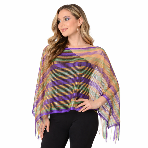 Mardi Gras Metallic Fringe Shawl - Mardi Gras Apparel - Accessories, accessory discount tier, Ladies - Shawl