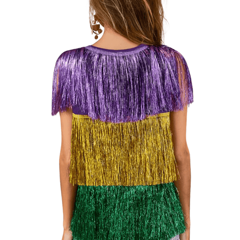 Mardi Gras Metallic Tinsel Vest - Mardi Gras Apparel - Adult, Bibi, Bibi Top Chart - Vest