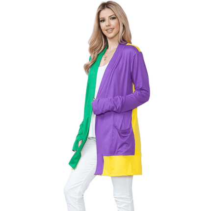 Mardi Gras Midi Cardigan with Thumb Hole - Mardi Gras Apparel - Adult, Cardigan, Ladies - Cardigan