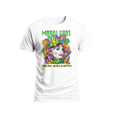 Mardi Gras New Orleans Carnival Lady Unisex Tee - Mardi Gras Apparel - apparel discount tier, new orleans tshirt, Short Sleeve - Tee-Shirt