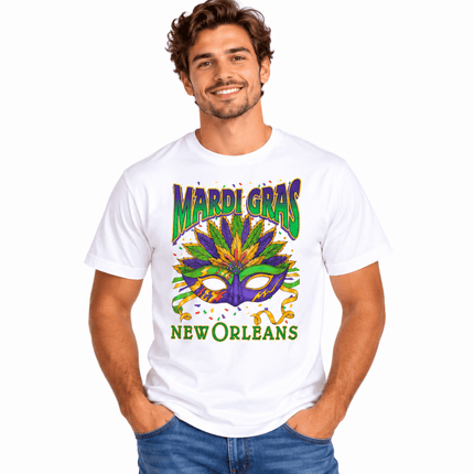 Mardi Gras New Orleans Carnival Mask Unisex Tee - Mardi Gras Apparel - apparel discount tier, new orleans tshirt, Short Sleeve - Tee-Shirt