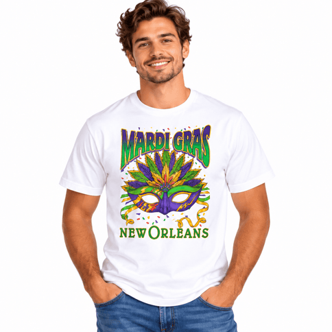 Mardi Gras New Orleans Carnival Mask Unisex Tee - Mardi Gras Apparel - apparel discount tier, new orleans tshirt, Short Sleeve - Tee-Shirt