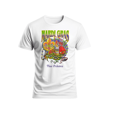 Mardi Gras New Orleans Celebration Graphic Tee Unisex - Mardi Gras Apparel - apparel discount tier, new orleans tshirt, Short Sleeve - Tee-Shirt