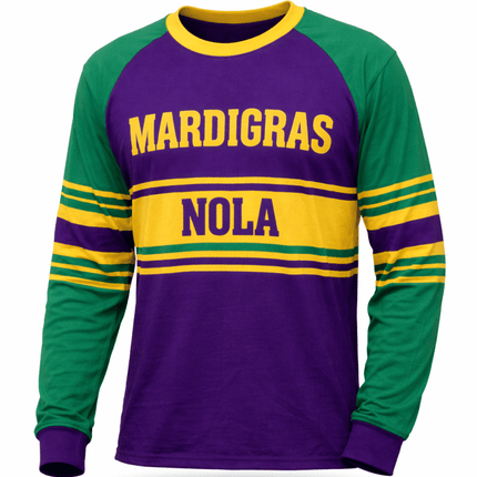Mardi Gras NOLA Fat Tuesday Limited Edition Adult Raglan Tee - Mardi Gras Apparel - 100% Cotton, Adult Unisex, apparel discount tier - Raglan Long Sleeve Tee