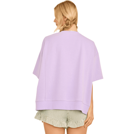 Mardi Gras Oversized Graphic Tee With Stud - Mardi Gras Apparel - Adult, Green, Ladies - Sweaters