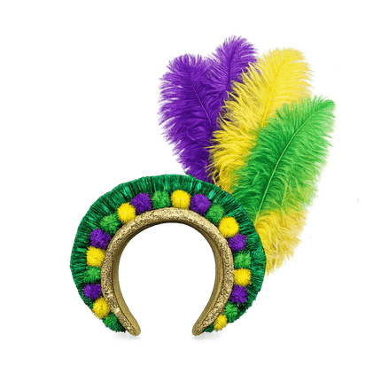 Mardi Gras Pom Feather Headband - Mardi Gras Apparel - Accessories, Headbands, Mardi Gras - Headband