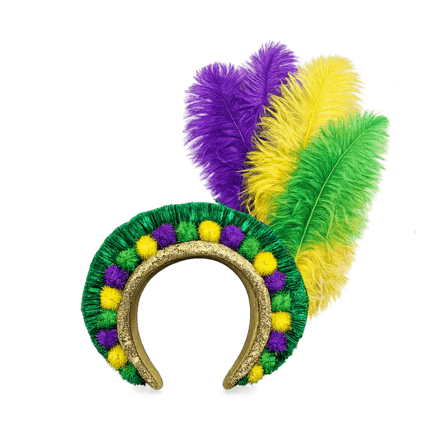 Mardi Gras Pom Feather Headband - Mardi Gras Apparel - Accessories, Headbands, Mardi Gras - Headband