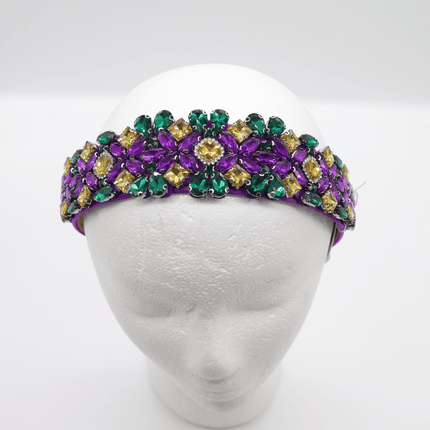 Mardi Gras Purple Floral Rhinestone Headband - Mardi Gras Apparel - Accessories, Headbands, Mardi Gras - Headband