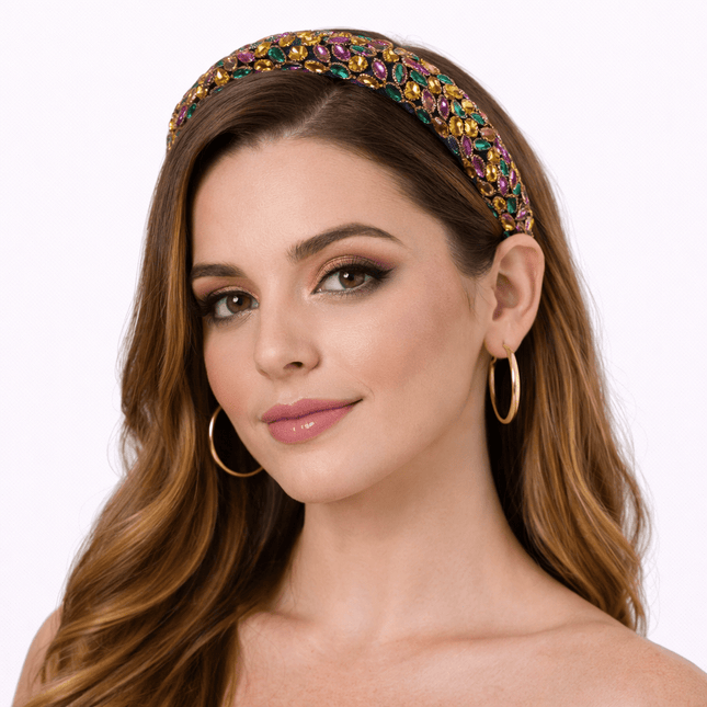 Mardi Gras Purple Jeweled Rhinestone Headband - Mardi Gras Apparel - Accessories, accessory discount tier, Headbands - Headband