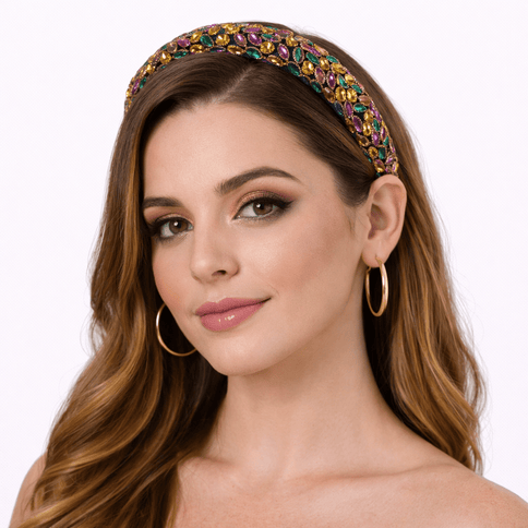 Mardi Gras Purple Jeweled Rhinestone Headband - Mardi Gras Apparel - Accessories, accessory discount tier, Headbands - Headband