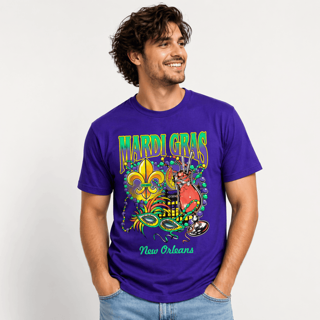 Mardi Gras Purple T-Shirt New Orleans Carnival Graphic Tee - Mardi Gras Apparel - Adult, Adult Unisex, apparel discount tier - Tee - Shirt