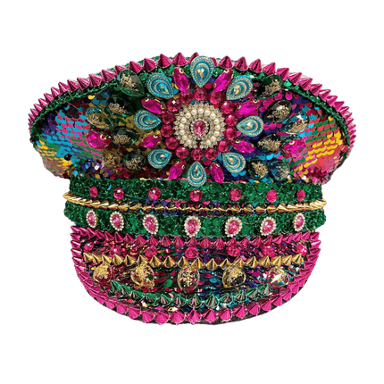 Mardi Gras Regal Sequin Captain Hat - Mardi Gras Apparel - Accessories, Adult, Hats - Hats