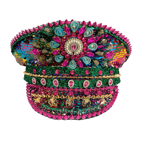 Mardi Gras Regal Sequin Captain Hat - Mardi Gras Apparel - Accessories, Adult, Hats - Hats