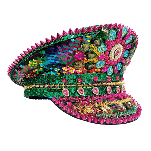 Mardi Gras Regal Sequin Captain Hat - Mardi Gras Apparel - Accessories, Adult, Hats - Hats