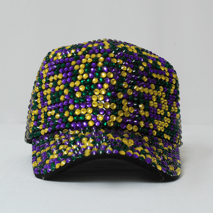 Mardi Gras Rhinestone Baseball Cap - Mardi Gras Apparel - Accessories, Hats, Mardi Gras - Hats