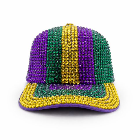 Mardi Gras Rhinestone Baseball Cap - Mardi Gras Apparel - Accessories, Hats, Mardi Gras - Hats