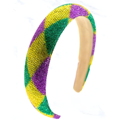 Mardi Gras Rhinestone Diamond Pattern Headband - Mardi Gras Apparel