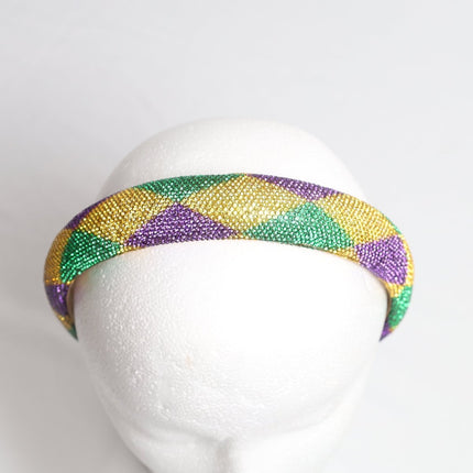 Mardi Gras Rhinestone Diamond Pattern Headband - Mardi Gras Apparel - Accessories, Headbands, Mardi Gras - Mardi Gras Headband