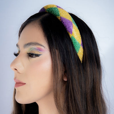 Mardi Gras Rhinestone Diamond Pattern Headband - Mardi Gras Apparel