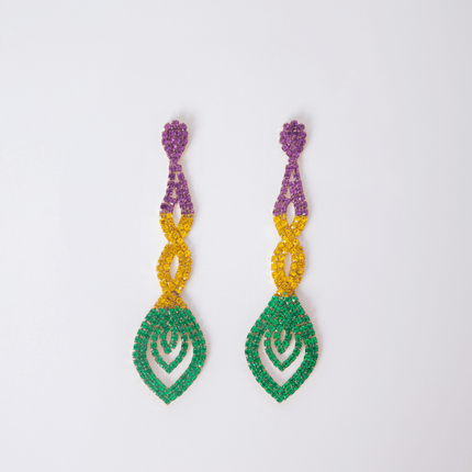 Mardi Gras Rhinestone Drop Earrings - Mardi Gras Apparel - Accessories, Adult, Earrings - Earrings