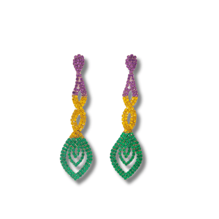 Mardi Gras Rhinestone Drop Earrings - Mardi Gras Apparel - Accessories, Adult, Earrings - Earrings