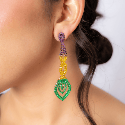 Mardi Gras Rhinestone Drop Earrings - Mardi Gras Apparel - Accessories, Adult, Earrings - Earrings