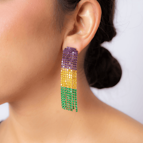 Mardi Gras Rhinestone Earrings - Mardi Gras Apparel - Accessories, Adult, Earrings - Earrings