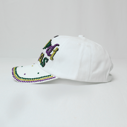 Mardi Gras Rhinestone Embellished White Hat - Mardi Gras Apparel - Accessories, Hats, Mardi Gras - Hats