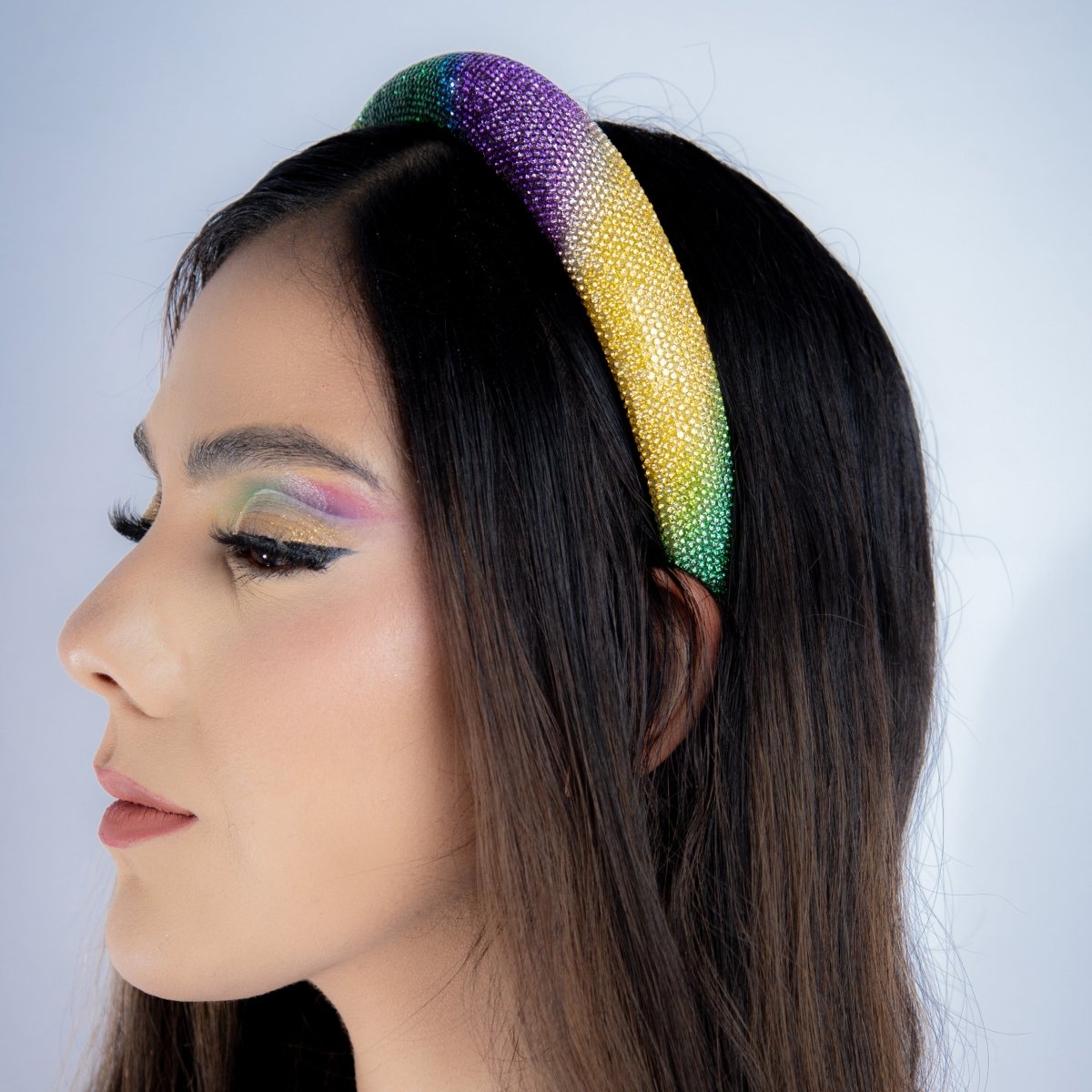 Mardi Gras Rhinestone Padded Headband - Mardi Gras Apparel - Accessories, Headbands, Mardi Gras - Mardi Gras Headband