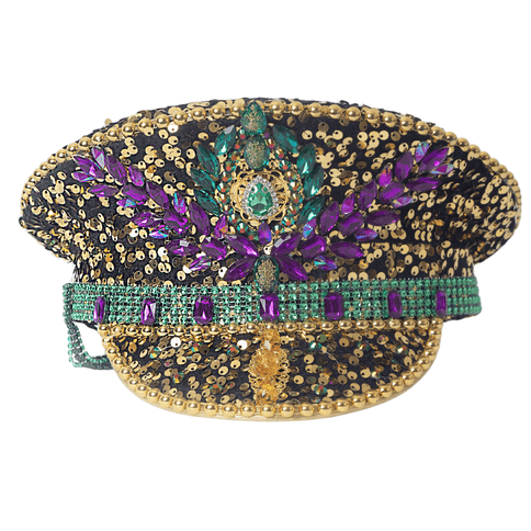 Mardi Gras Royalty Sequin Captain Hat - Mardi Gras Apparel - Accessories, Adult, Hats - Hats