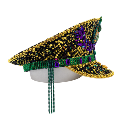 Mardi Gras Royalty Sequin Captain Hat - Mardi Gras Apparel - Accessories, Adult, Hats - Hats