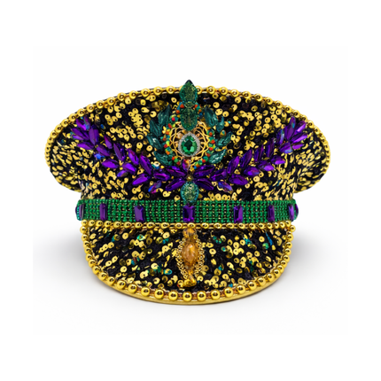 Mardi Gras Royalty Sequin Captain Hat - Mardi Gras Apparel - Accessories, Adult, Hats - Hats