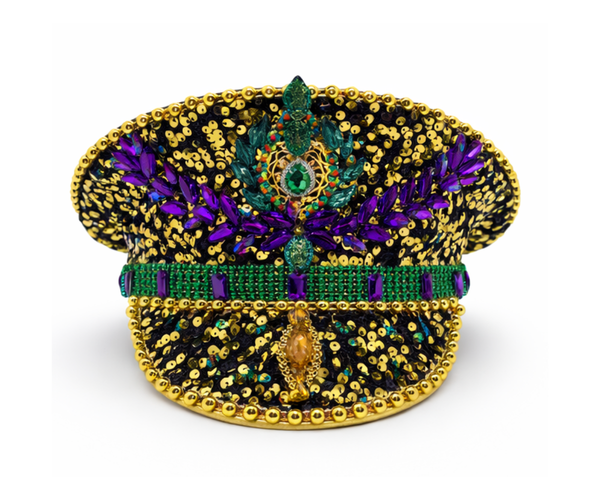Multicolor Studded Sequin Statement Captain Hat Almost Purfect* Festival Hat - Captain Hat | Sequin Blue  main image 3