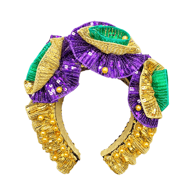 Mardi Gras Ruffle Sequin Headband - Mardi Gras Apparel - Accessories, Headbands, Mardi Gras - Headband