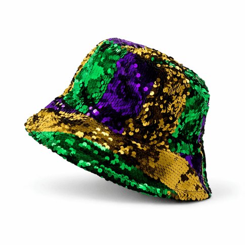 Mardi Gras Sequin Bucket Hat - Mardi Gras Apparel - Accessories, accessory discount tier, Adult - Hats